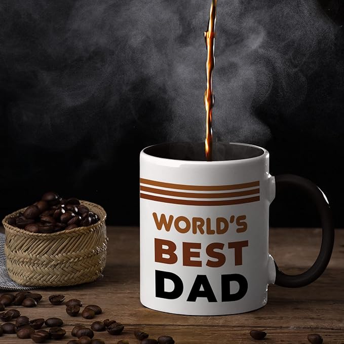 Veracco World's Best Dad Mug Gifts For Father Gift Funny Birthday Gifts for Men Birthday For Dad Men Husband Grandpa Friends Coworker Uncle (Black, 11oz)