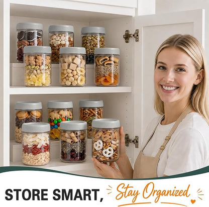 6 Pack Mason jars, 16 oz Overnight oats Containers with Lids, Parfait Cups with Lids for Yogurt, Oatmeal, Glass Jar with Lid for Storage, Food, Pudding, Sugar, Salad, Snack, Kitchen, Jam(Gray)