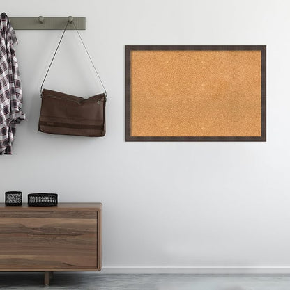 Amanti Art Natural Cork Board for Wall, 26x38 Vision Board with Brown Wood Frame, Large Corkboard Office Decor for Home Organization, Rustic Farmhouse Corkboard Pinboard to display items for home