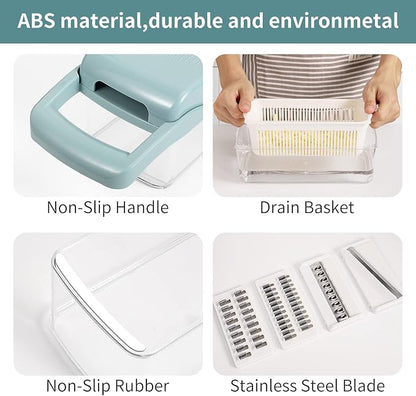 senbowe Ultra-Sharp 420-Grade Hardened Stainless Steel Onion Vegetable Chopper Dicer, 8 Interchangeable Blades, Includes Egg White Separator, Time Saver, 1 Year Warranty