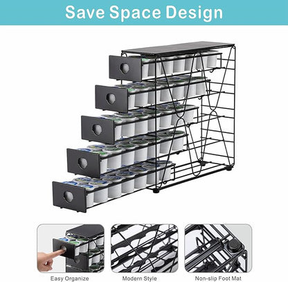 FlagShip K Cup Organizer for Keurig Pod Drawer Large Mullti Tier Coffee Pod Holder(70 Pods Capacity)