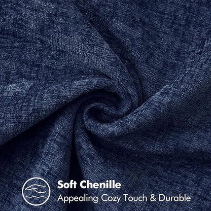 MIULEE Pack of 2 Euro Sham Pillow Covers 24x24 Inch Navy Blue Farmhouse Decorative Throw Pillow Covers with Stitched Edge Soft Chenille Solid Dyed Pillow Covers for Bed Sofa Couch Living Room