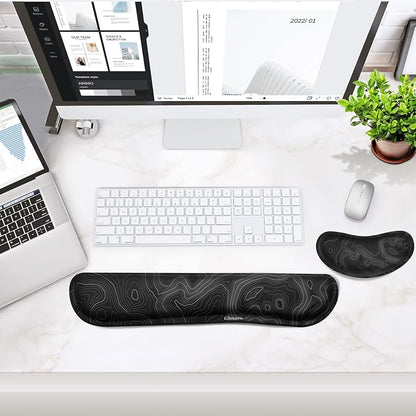Gimars Enlarge Silky and Superfine Fabric Gel Memory Foam Keyboard Wrist Rest Set, Ergonomic Keyboard Mouse Wrist Support for Typing Pain Relief, Comfort for Office, Gaming, Computer-Map Pattern
