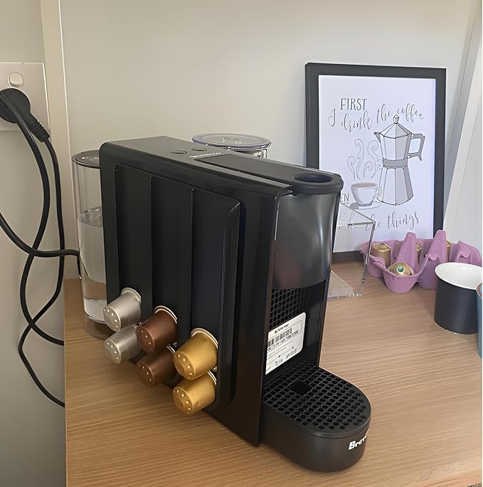 Wall Mounted Coffee Pod Holder Compatible with Nespresso Capsules, 3 Row Space Saving Organizer Holds 15 Pods for Kitchen Counter