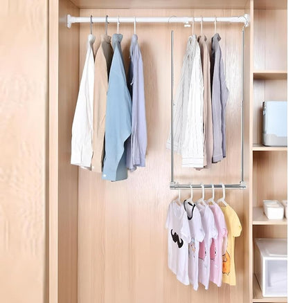 Adjustable Hanging Closet Rod, Extender Hanging Rod, Closet Hanging Organizer, Heavy Duty Closet Bar, Hanging Rod (Black, 1 Pack)
