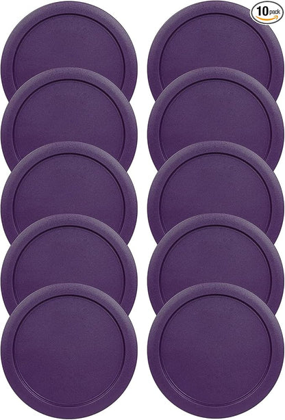 Replacement Lids fits Pyrex 6 & 7-Cup Glass Food Storage Container Bowls, 7.5-Inch Plastic Round Lids Covers for Pyrex 7402-PC, Airtight & Leakproof (10-Pack, Purple)