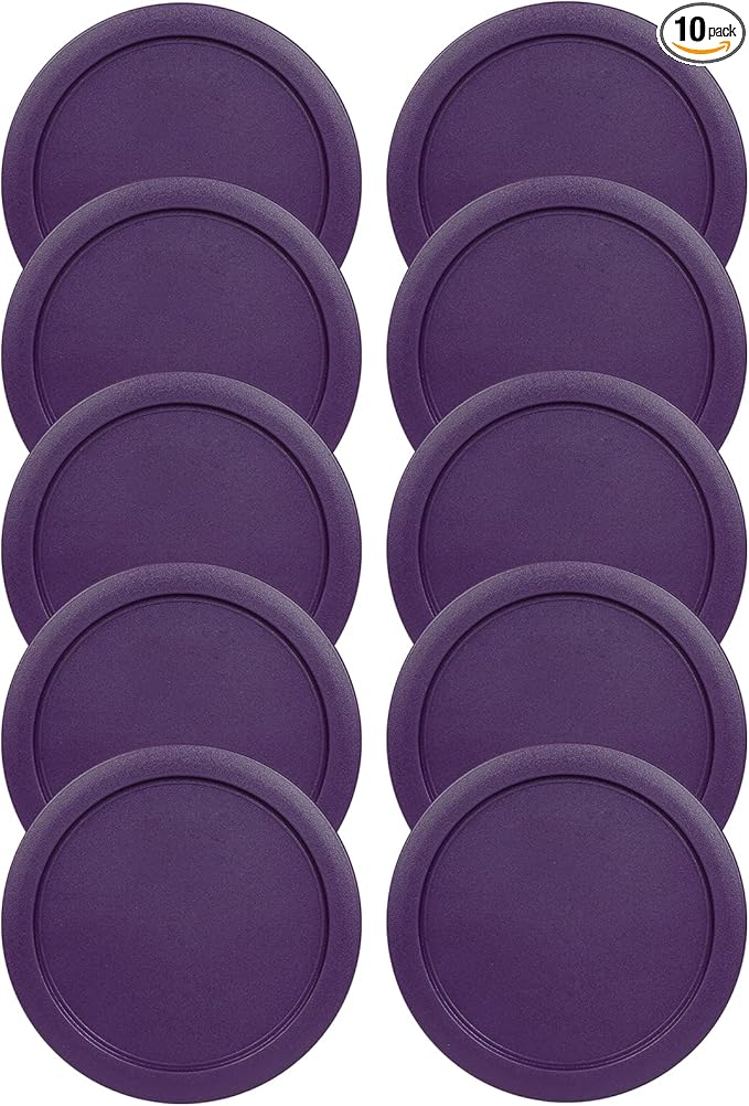 Replacement Lids fits Pyrex 4-Cup Glass Food Storage Container Bowls, 6-Inch Plastic Round Lids Covers for Pyrex 7201-PC, Airtight & Leakproof (10-Pack, Purple)