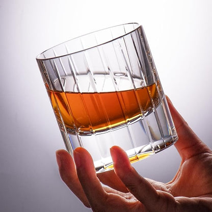 KAMMAK Crystal Whiskey Glasses Set of 2, Handcrafted 6.43oz Old Fashioned Glasses Stemless, Luxury Hand Blown Cocktail Glasses, Scotch Cup for Women, Men Gift for Bourbon Barware, Home Bar