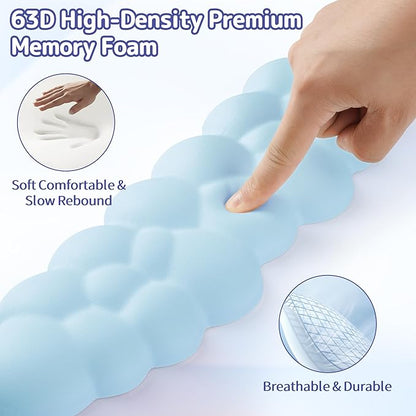 Sushret Cloud Wrist Rest Keyboard, Cloud Keyboard Wrist Pad Set with PU Leather Memory Foam, Cute Arm Rest for Palm Support, PC/Gaming Desk Accessories/Office Setup/Computer Hand Cushion - Blue