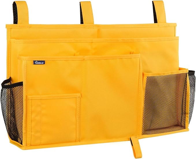 Surblue Caddy Hanging Organizer Bedside Storage Bag for Bunk and Hospital Beds, Yellow, L