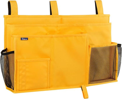 Surblue Caddy Hanging Organizer Bedside Storage Bag for Bunk and Hospital Beds, Yellow, L