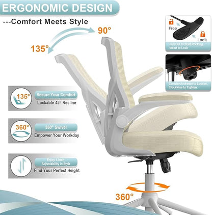 Office Chair, High Back Desk Chair Adjustable Height and Ergonomic Design Home Office Computer Chair Executive Lumbar Support Padded Flip-up Armrest
