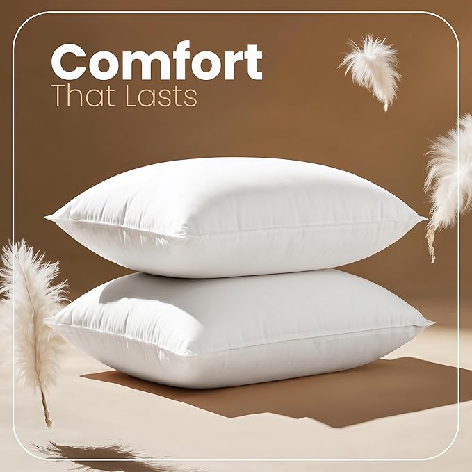 Utopia Bedding 20x26 Pillow Inserts, Set of 2, White – Indoor Decorative Throw Pillows for Bed, Sofa & Couch – Soft, Supportive & Fluffy Cushion Inserts