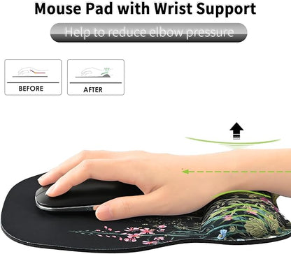 EooCoo Ergonomic Mouse Pad with Wrist Support, Mousepad with Memory Foam Wrist Rest and Non-Slip Base for Computer, Cafe, Home & Office, 9.64 x 8.26 in Office Desk Accessories