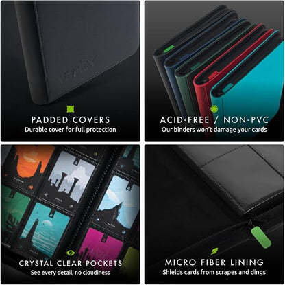 Vault X 12 XL Pocket Zip Binder, 624 Cards, Exo-Tec Material, 26 Side-Loading Pages (Black)