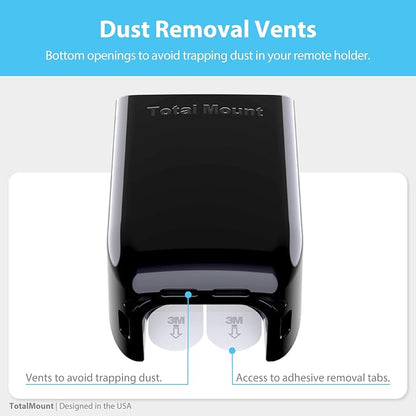 TotalMount Hole-Free Remote Holders – Eliminate Need to Drill Holes in Your Wall (Black Remote Control Holders, Quantity 2)