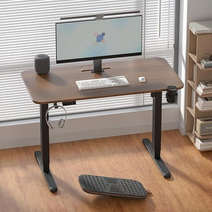 Electric Standing Desk with Cable Management Tray,55x24 Inch Adjustable Height Sit Stand Desk,with Memory Presets & Anti-Collision Computer Desk,for Office,Home,Walnut Top&Black Frame