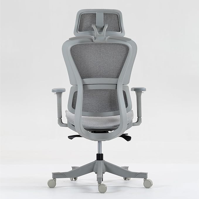 Ergonomic Office Chair with Independent Lumbar Support, Adjustable Height & 360° Swivel for Home Office Workstation (Grey)