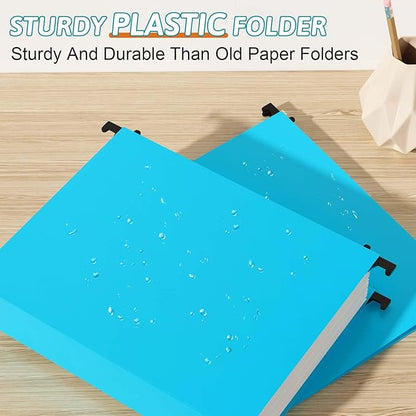 Nordun Plastic Hanging File Folder Extra Capacity,12 Pack Reinforced Hang Folders with Heavy Duty 2 Inch Expansion,Filing Cabinet Folders Letter Size,Hanging Organizer Designed for Bulky Files(Blue)