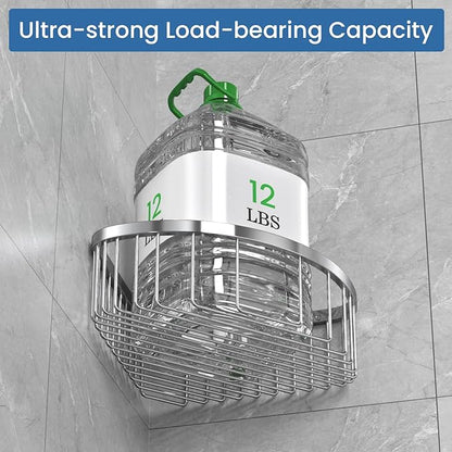 Shower Basket Brushed Stainless Shower Corner Shelf, 304 Caddy Stainless Steel Rustproof, Organizer Wall Mounted Basket(Includes Screws)