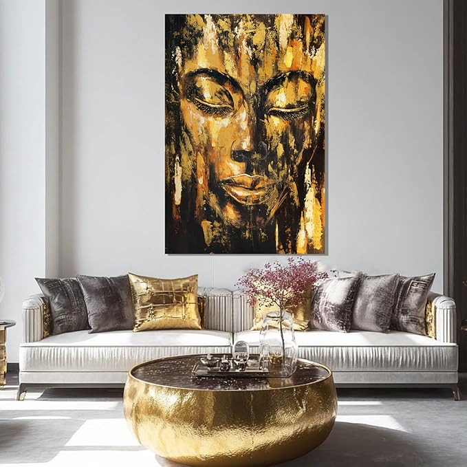 ZENPEE Black Large Wall Art, Gold Abstract Wall Art, Home Decorations for Living Room, Wall Decor for Bedroom Aesthetic, for Office, 24" x 36"