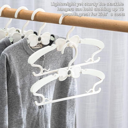 Baby Hangers 50 Pack, 11-14.5" Adjustable Kid Hangers for Newborn Closet, Plastic Non-Slip Small Infant Hanger for Toddler Pant, Child Coat Hanger for Boy Nursery Clothing, Girl Dresses, White