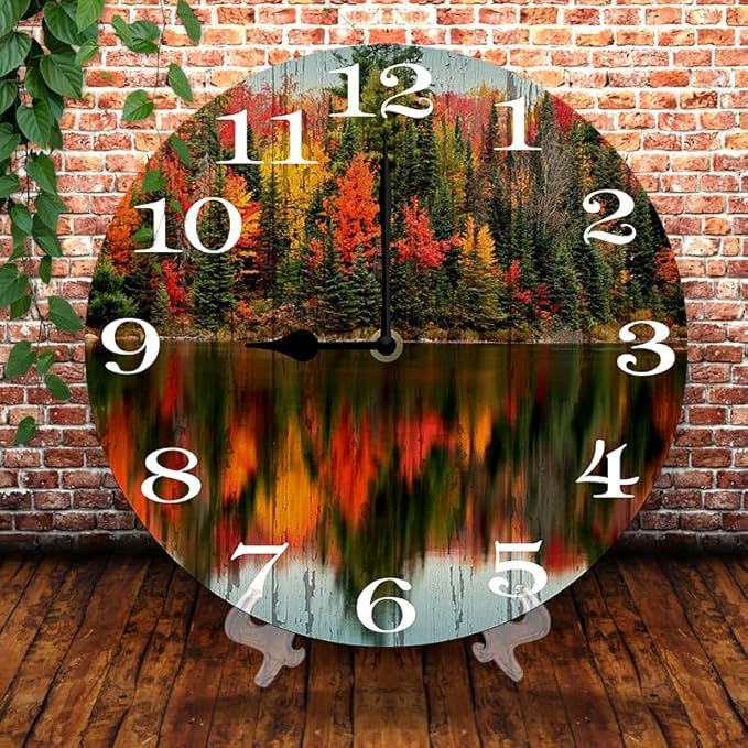 Lakes Wall Clock 10 Inch Silent Non Ticking Battery Operated Wooden Modern Office Simple Minimalist Clock Decorative for Kitchen Home Bathroom Living Room