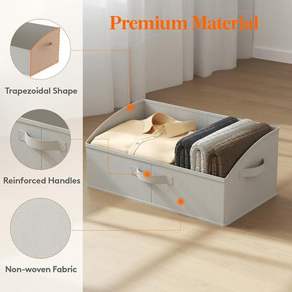 Lifewit Extra Large Trapezoid Closet Storage Bins for Shelf, 6 Packs Non-woven Closet Organizer Baskets with Handles, Foldable Clothes Containers Boxes for Clothing, Book, Purse, 23L, Light Gray