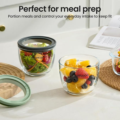 Glass Meal Prep Bowls Set - Leakproof Lids,13 oz (4-Pack Green) Perfect for Meal Prepping, Portion Control, and On-the-Go Lunches BPA-Free
