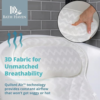 Bath Pillow Bathtub Pillow Back Neck Support Pillow, Spa Cushion for Tub, Relaxing Headrest Bath Pillow, Portable Washable Bathtub Accessories with 3D Air Mesh Thick Soft Bath Pillow (Deluxe)