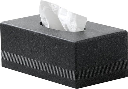 Haocoott Tissue Box Cover Rectangle, Resin Facial Tissues Holder Covers RectangularToilet Paper Holder Case Dispenser Home Decorative for Bathroom Kitchen Bedroom Living Room Office (Black)