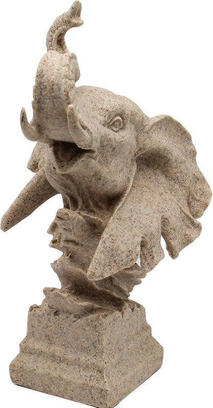 H&W Sandstone Elephant - Statue Decoration for Home/Study/Living Room, Great Collectible Figurines, Best Gift for The Man, Sandstone Color
