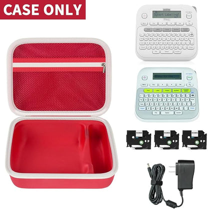 Case Compatible with Brother P-Touch PTD220 210 Home/Office Everyday Label Maker, Storage Holder Carrying Organizer for Label Tapes, AC Adapter, Charging Cables (Box Only) -Red