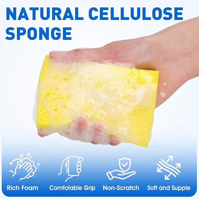 60 Pack Compressed Cellulose Sponges, Non Scratch Kitchen Sponge for Cleaning, Multipurpose sponges Bulk for Kitchen, Bathroom, DIY