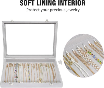 Vicoter Velvet Necklace Display Jewelry Tray 20 Hook Necklace Tray Necklace Pendant Jewelry Tray for Women and Girls