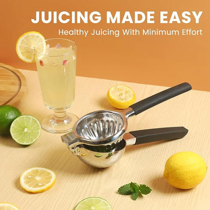Rekix Stainless Steel Lemon Squeezer, Max Extraction Hand Press Lemon Juicer, Extra Large Orange Juicer, Manual Lime Squeezer, Handheld Citrus Fruit Squeezer for Kitchen Bar, Exprimidor De Limones