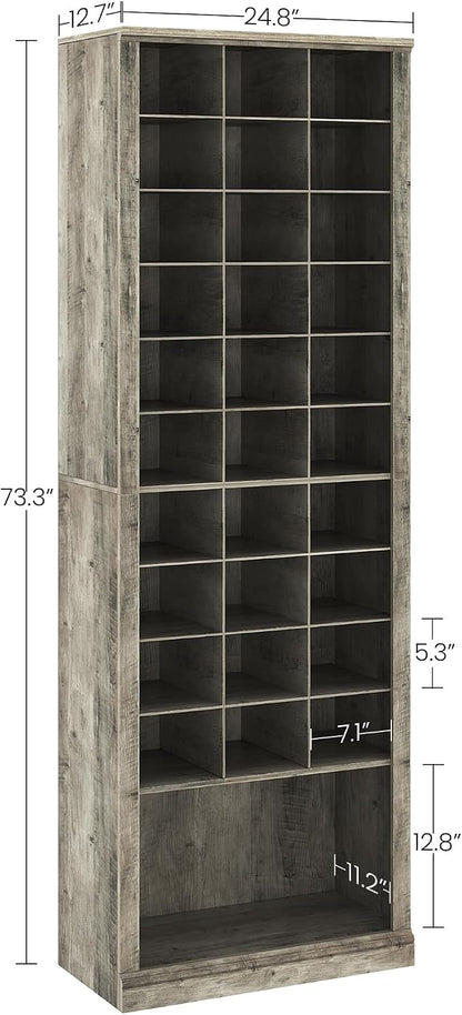 Hzuaneri 11 Tiers Shoe Storage Cabinet, Tall Shoes Cabinet with Cubby, Freestanding Wooden Shoe Organizer, 30-33 Pairs, Shoes Cubby Organizer for Entryway, Bedroom, Greige SR02005B