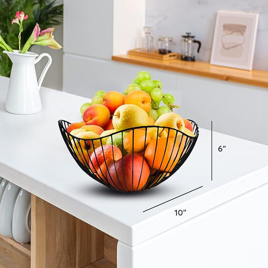Maypes Metal Wire Fruit Basket Fruit Bowl for kitchen Counter Modern Home Storage Decorative Centerpiece Countertop Bowl Stand Produce Holder Wire Basket Storage for Vegetables Fruits Bread Snacks