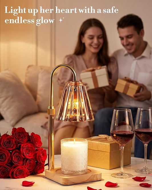 Marycele Candle Warmer Lamp with Timer for Yankee Candles, Adjustable Height Wax Melt Warmer, Birthday Gifts for Mom Women Sister, Vintage Amber Glass Lamp, Thanksgiving Decorations for Home Decor