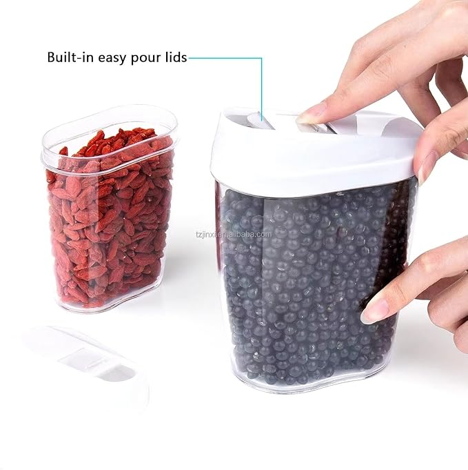 BPA-Free Plastic Sealing Canister Set (5-Piece) for Grains, Snacks, Nuts, Coffee - Clear Kitchen Storage Containers