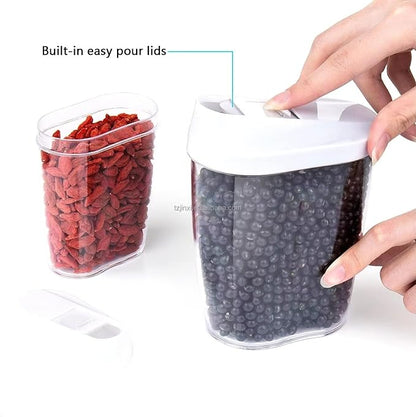 BPA-Free Plastic Sealing Canister Set (5-Piece) for Grains, Snacks, Nuts, Coffee - Clear Kitchen Storage Containers
