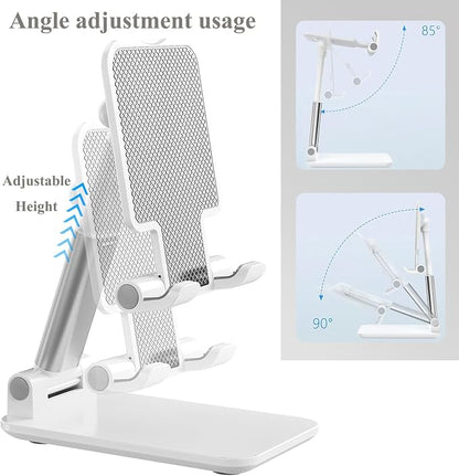 Meetuo 2 Pcs Cell Phone Stand, Adjustable Angle Height Phone Stand for Desk, Fully Foldable/Portable Phone Holder, Compatible with iPhone 17/16/15/14/13/12/Smartphones