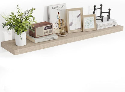 Acovy 48 Inch Floating Shelves, 3D Textured Wood Grain, 48"x9.25"x1.5" Inch Deep Floating Shelves for Wall, Wooden Shelves for Bathroom, Bedroom, Living Room, Vintage White Oak, 1 Piece
