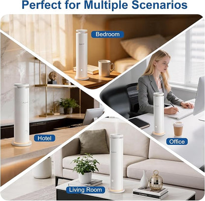 Waterless Diffuser Pro with 5 Scent Oils, Luxury Hotel-Class Essential Oil Diffuser Machine with 1500 Sq Ft Cover, 6 Mist, 4.06Oz Air Diffusers for Home Large Room Hotel SPA - White