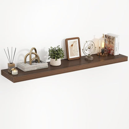 Acovy 40 Inch Floating Shelves, 3D Textured Wood Grain, 40"x9.25"x1.5" Inch Deep Floating Shelves for Wall, Wooden Shelves for Bathroom, Bedroom, Living Room, Walnut, 1 Piece