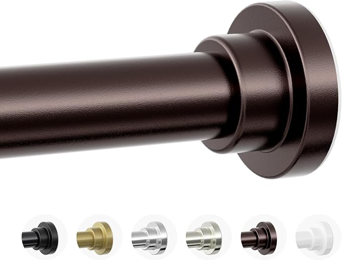 Mcrbeay Shower Curtain Rod, 1" Diameter Heavy Duty Tension Shower Rod, Non Slip Adjustable 28-74 inch No Drill Shower Curtain Rods Spring Tension For Bathroom, Shower Stall, No Rust, Bronze