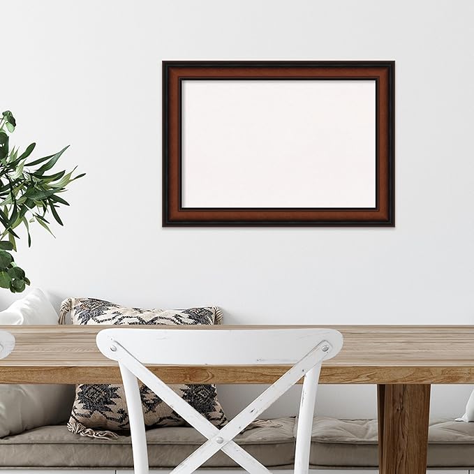 Amanti Art White Cork Board for Wall, 15x21 Vision Board with Brown Wood Frame, Small Corkboard Office Decor for Home Organization, Traditional Corkboard Pinboard to Display Items for Home