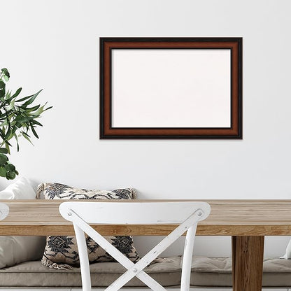 Amanti Art White Cork Board for Wall, 15x21 Vision Board with Brown Wood Frame, Small Corkboard Office Decor for Home Organization, Traditional Corkboard Pinboard to Display Items for Home