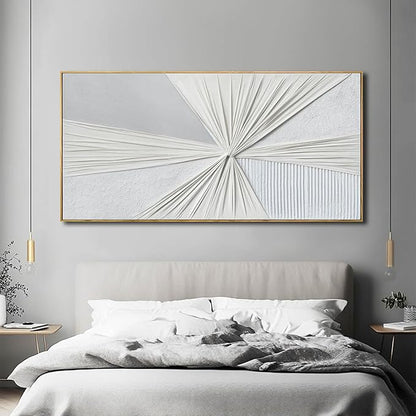 LEVERUP Large Abstract Wall Art White Wall Decorations for Living Room Office Hotel Modern Artwork Home Decor 29x58 Inches Ready to Hang