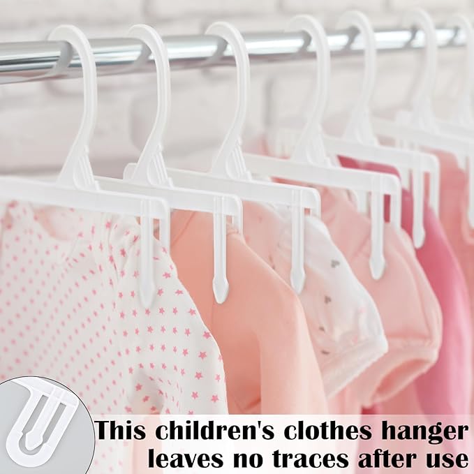 100pcs Kids Pants & Skirt Hangers, Baby Hangers Plastic Pants Hanger Closet Organizer Skirt Clothes Space Saving for Children Wardrobe Organization and Retail Store